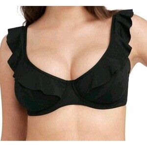 NWT Sea Level Women's Black Frill F-Cup Underwire Top Swimwear Size AU8/US4